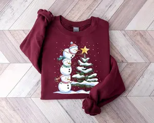 [New Collection For Christmas] Cute Christmas Snowman Sweatshirt, Funny Christmas Snowman Shirt, Let it Snow Shirt, Watercolor Winter Shirt, Vintage Snowman Shirt