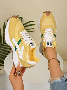 Women's Sporty Arisan Shoes, Spring & Fall, Elegant Fashion, Casual Round Toe, Low Top Lace-Up, Thick Sole, Breathable, Outdoor Running Shoes, Breathable Running Sneakers