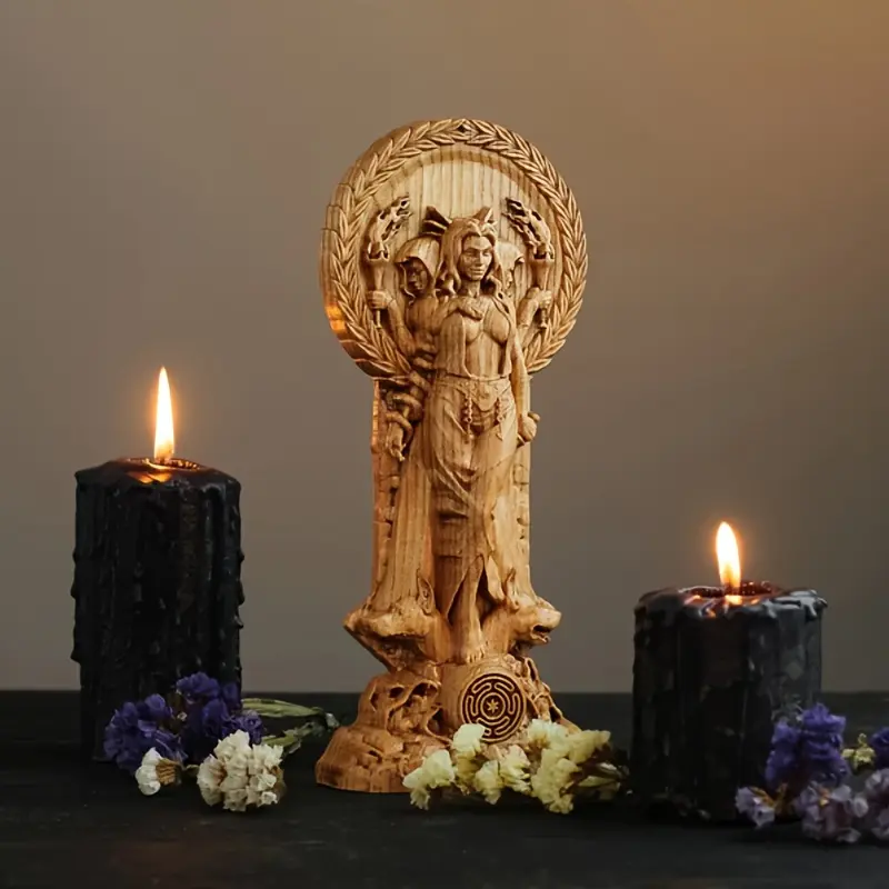 Handmade Resin Pagan Hecate Statue - Cordless Home Decor Figurine for Various Indoors, Outdoors Home Supplies Use