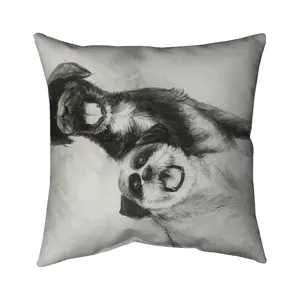 Begin Home Decor 5541-1616-AN186 16 x 16 in. Happy Dogs Sketch Pillow - White Illustrative Pets Home Decor