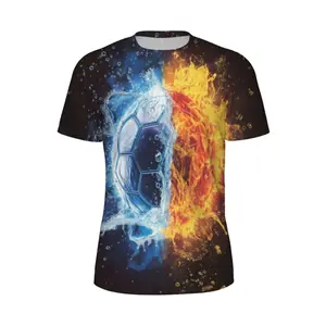 Unisex 3D Water Fire Turtle Graphic T-Shirt for Adults, Cool Ice Flame Sea Turtle Design Casual Tee for Daily Wear, Halloween Parties, Beach Vacations