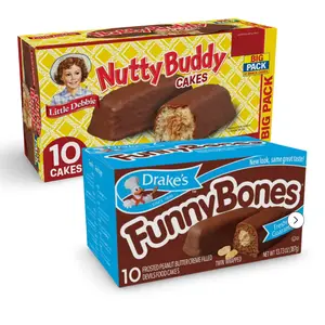 Little Debbie Nutty Buddy Cake vs. Drake's Funny Bones Combo Pack, Cream Filled Snack Cakes, 1 Each