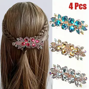 Women Girls Hair Clip,4 Pack Hairpins for Back of The Head ,Rhinestone Elegant Head Jewelry Ponytail Clip Hair Accessories,Perfect Mother's Day Gifts for Mom