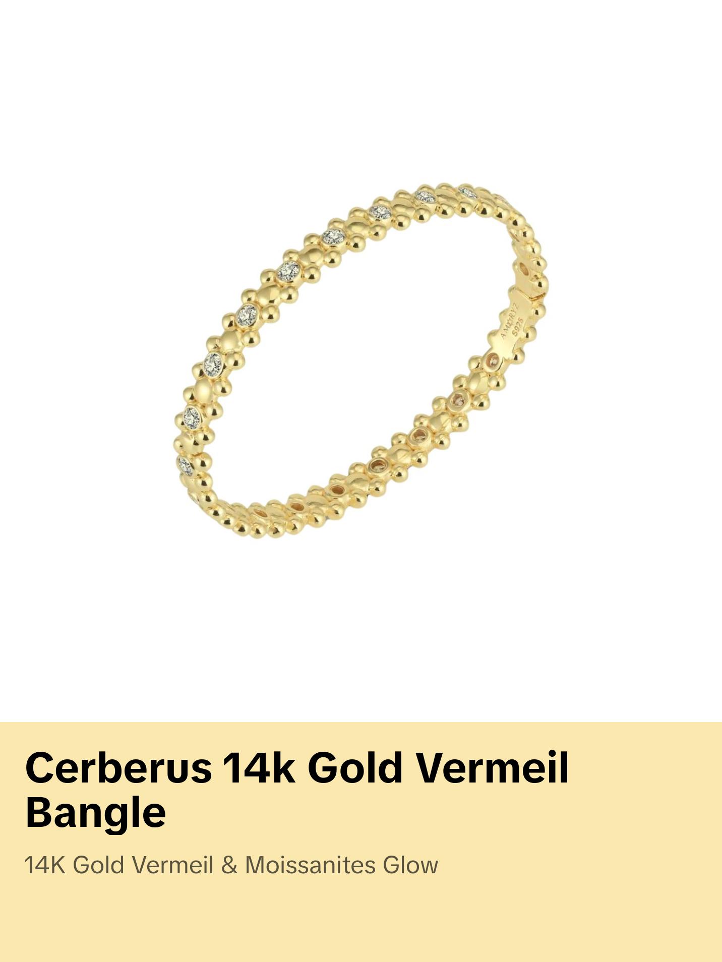 CERBERUS Bangle with Moissanites 14K Gold Vermeil