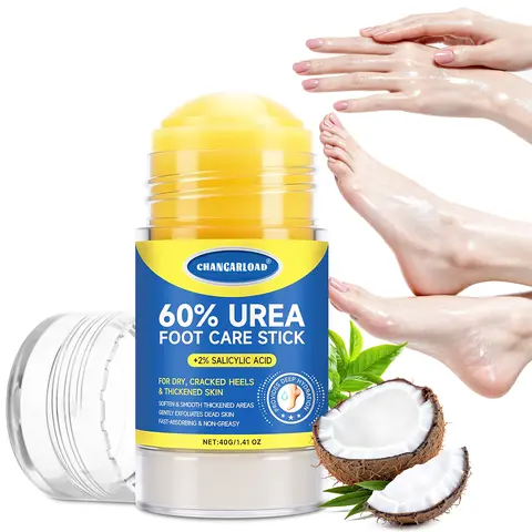60% Urea Solid Foot Cream Stick with Salicylic Acid - Alcohol-Free, Smooth, Hydrating Daily Soothing Formula for Exfoliating & Moisturizing, Adult Callus Remover for Dry Feet, Cracked Heels & Rough Skin