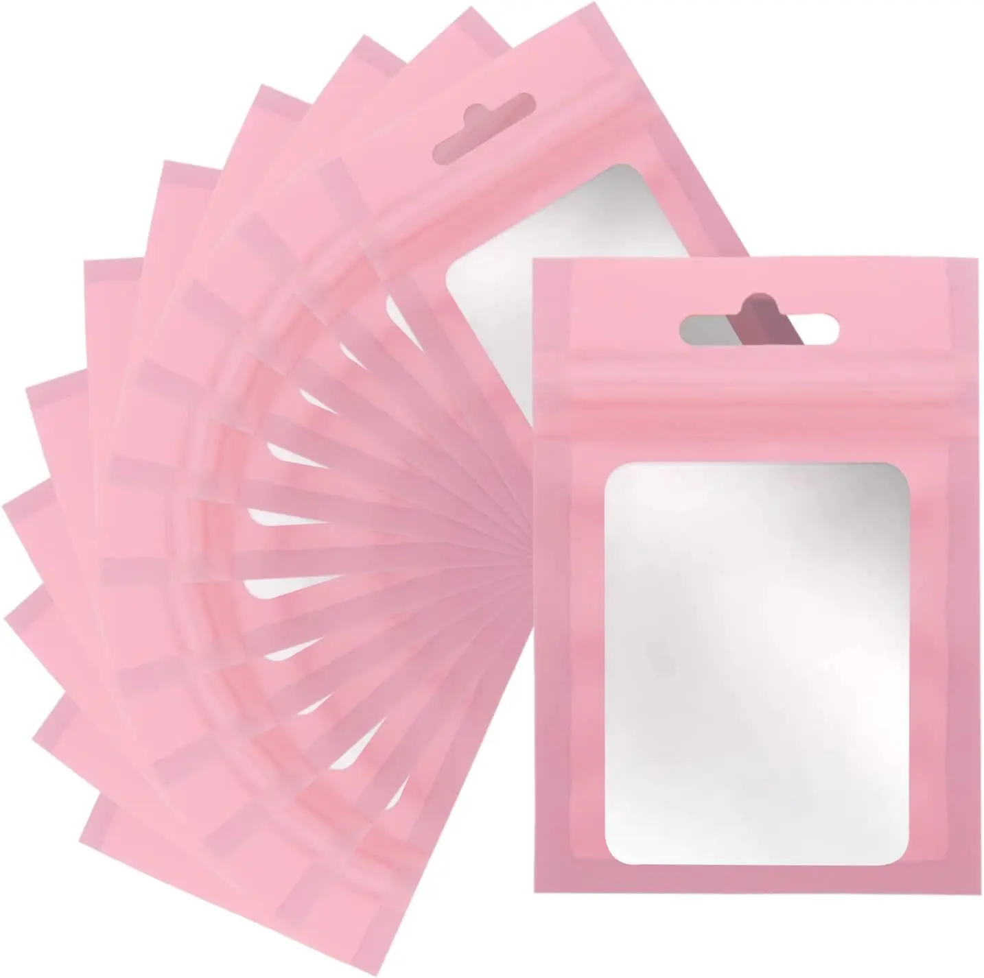 100 count Mylar Bags - 3.5x4.7 Inch, Resealable Zip, Matte  Plastic with Clear Window, Cute Small Bags for , Candy, Data