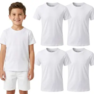 BROOKLYN VERTICAL Boys 4-Pack Short Sleeve Solid Color T-Shirts | Cotton Crew Neck Tagless Tees
