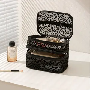 Large Capacity Mesh Makeup Bag, Transparent Visible Zipper Cosmetic Storage Pouch, Portable Travel Toiletry Brush Holder, Suitable for Foundation Powder Lipstick, Cosmetics Organizer