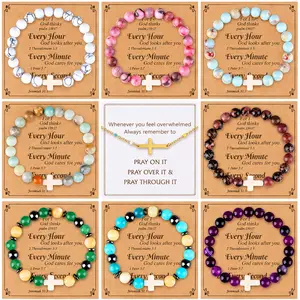 9Pcs Cross Bracelet for Women, Christian Gifts for Women, Easter Gifts for Women, Unique Jewelry Gift for Lover Friends Mom Sister in Christ Niece on Birthday Christmas