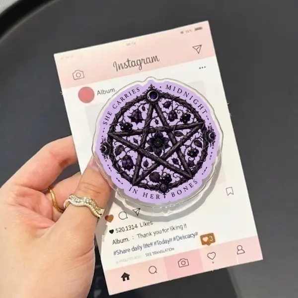 Deadly Nightshade Pentacle MagSafe Phone Grip, Witchy Forest Aesthetic Griptok, She Carries Midnight In Her Bones Gothic Phone Stand, Mystical Botanical Accessory
