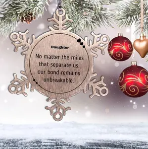 Daughter Long Distance Relationship Gifts, No matter the miles that separate us, Cute Love Snowflake Ornament For Daughter, Birthday Christmas Unique Gifts For Daughter