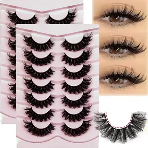 14Pairs/2Pack Natural Look Wispy Fake Eyelashes Cat Eye Faux Mink Fluffy Strip False Eyelashes Reusable for All Occasions