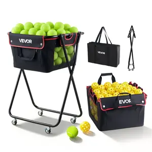 VEVOR Tennis Ball Hopper, Holds 175 Tennis Balls or 290 Pickleballs, Foldable Pickleball Basket Cart with Wheels for Easy Pick Up, Portable Baseball Cart Caddy with Storage Bag, for Training Coaching
