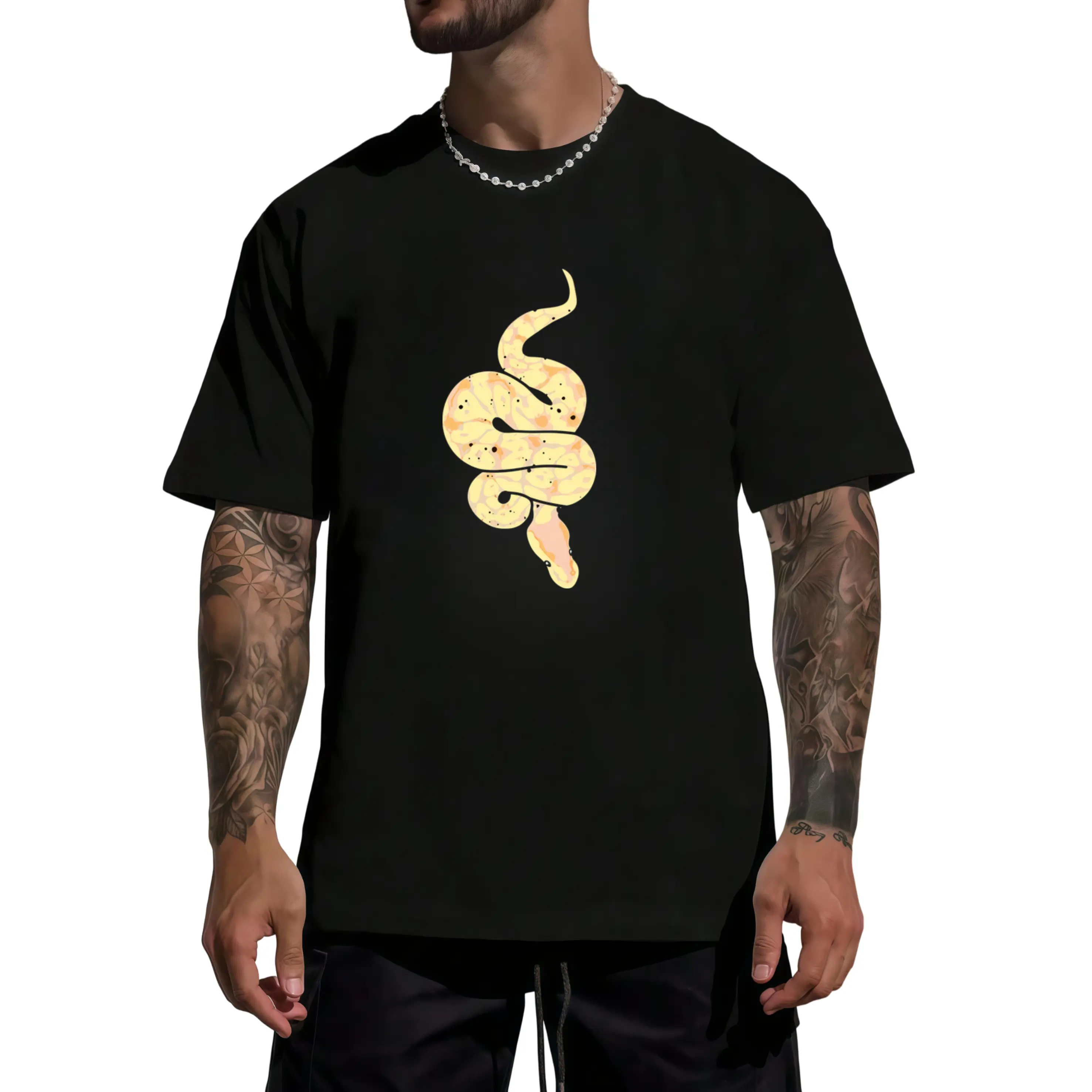 Men's Funny Ball Python & Banana Snake Graphic T-Shirt - Retro Reptile Lover Tee with Noodle Scale Design for Gym, Streetwear & Casual Outfits - Comfortable Round Neck Shirt for Snake Enthusiasts
