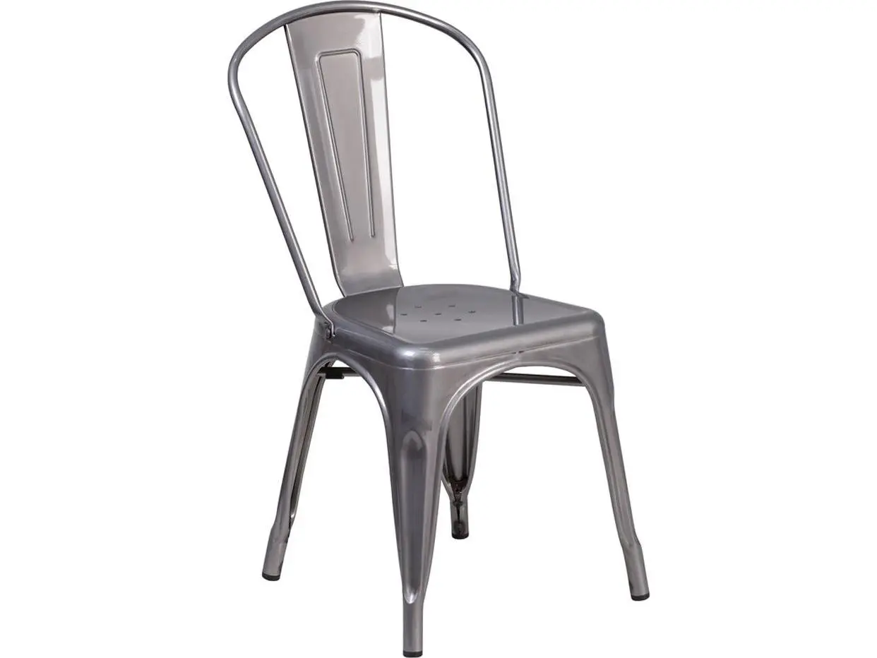 Clear Coated Metal Stackable Chair - Vintage Style - Set of 2 - Lightweight