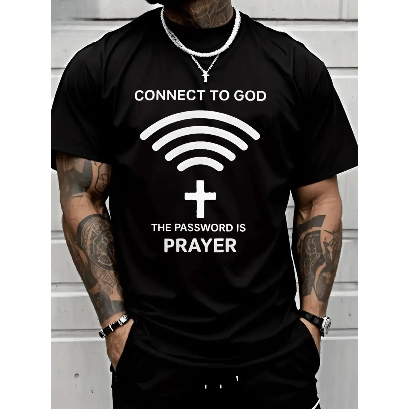 Connect To God The Password Ls PrayerT-Shirt 100% Heavy Cotton T Shirt