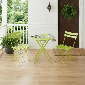 Garvee Durable Steel Frame, Space-Saving – 3-Piece Folding Bistro Set with Outdoor Patio Table and 2 Chairs, Compact Furniture for Balcony, Garden, or Yard