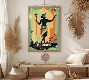 Hermes God Poster | Greek Mythology Wall Art | Messenger of the Gods Print | Ancient Greek Olympian Fine Art Decor