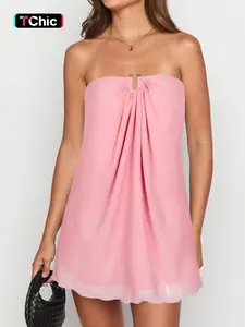 Women's Solid Color Tulle Overlay Tie Shoulder Cami Dress, Sexy Fashion Casual Backless Short Dress for Party Club Dating Wear, Women Dress for Summer