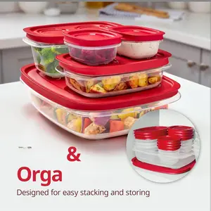 Rubbermaid EasyStore Rectangle and Square Containers, 22-Piece Set, Food Storage Containers, Food Storage Containers with Lids