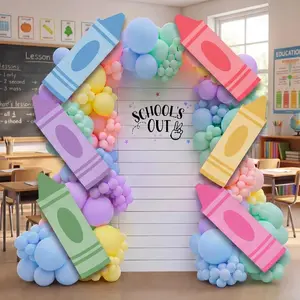 Novabright 6 Pcs Kindergarten Graduation Decorations Crayon Yard Signs 31.5 Inch Large Preschool Graduation Outdoor Classroom Decor Pastel Crayon Party Photo Props for First Day Back to School