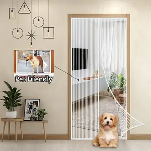 Magnetic Screen Door, Automatic Closing Screen Door, Hands-Free Entry, Modern Stripe Mesh Door Curtain, Summer Breathable Anti-Mosquito, Pet Friendly - Suitable for Bedroom, Kitchen, Living Room, and Balcony