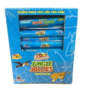 Jungle Jollies Blue Raspberry Chewy Candy - 48 Piece Box Snack Sweet Bonbon Candies Gummy Tropical Fruity Twist
