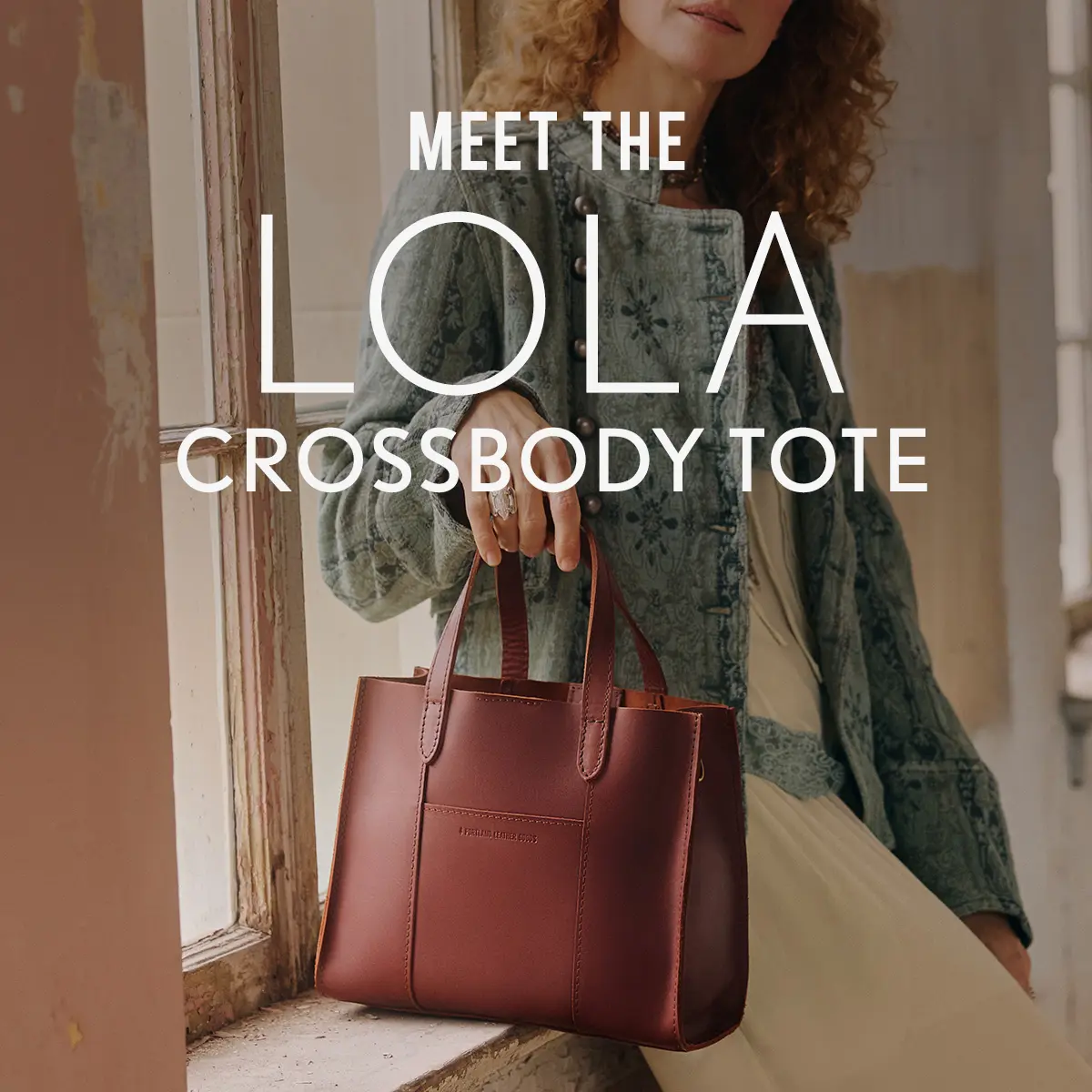 Portland Leather Lola Crossbody Tote - Easy Everyday Carry - Leather Tote Crossbody, Adjustable Strap, Spacious Interior