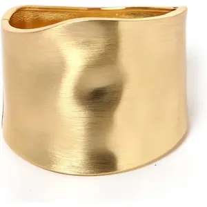 Gold Plated Bangle Bracelets for Women - Set of 1-3, Open Hinged, Chunky Polished Cuff, Minimalist Twist-Grooved Design. Perfect for Everyday Wear!