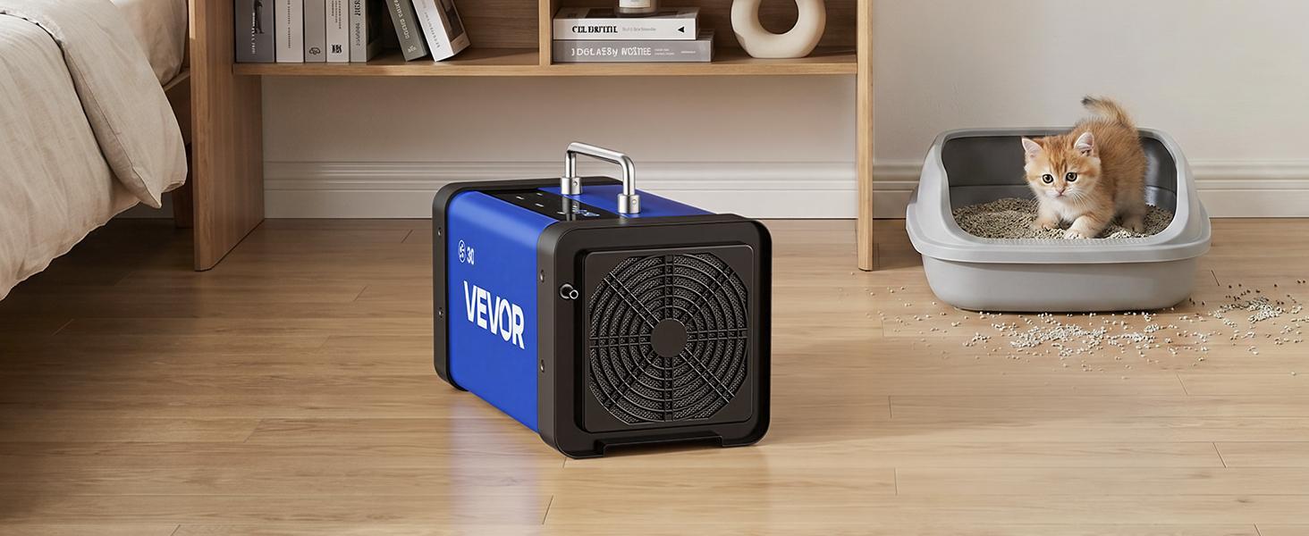 VEVOR Commercial Industrial Ozone Generator Ionizer (30000 mg/h) - Home Air Purifier with Remote Control, Dual Treatment System, 2 Hoses Water Mode, 15s Delayed Start, LCD Touchscreen Control Panel, Area-Based Selection, Foldable Handle (Up to 2700 sq.ft)