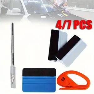 1/4/7 Pcs Car Vinyl Tint Film Wrapping Felt Squeegee Cutter Installing Tool Kit Kit Auto Sticker Felt Squeegee Scraper Snitty