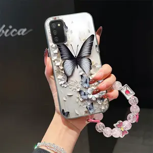 For Galaxy A02S black butterfly suit bracelet phone Case For Samsung Galaxy A02S with silicone Shock proof design perfect for popular