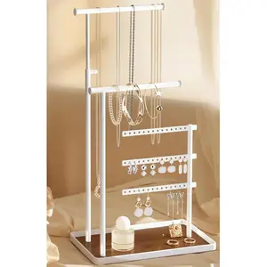 Jewelry Stand Necklace Holder Storage 17.5'' Tall Adjustable Organizer Display for Earrings Bracelets Rings White Gift Boxes Accessory