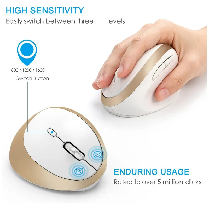 Wireless Vertical Mouse, Ergonomic Wireless Mouse 2.4G High-precision Optical Mouse, Reduce Wrist Pain (suitable For Small Hands)