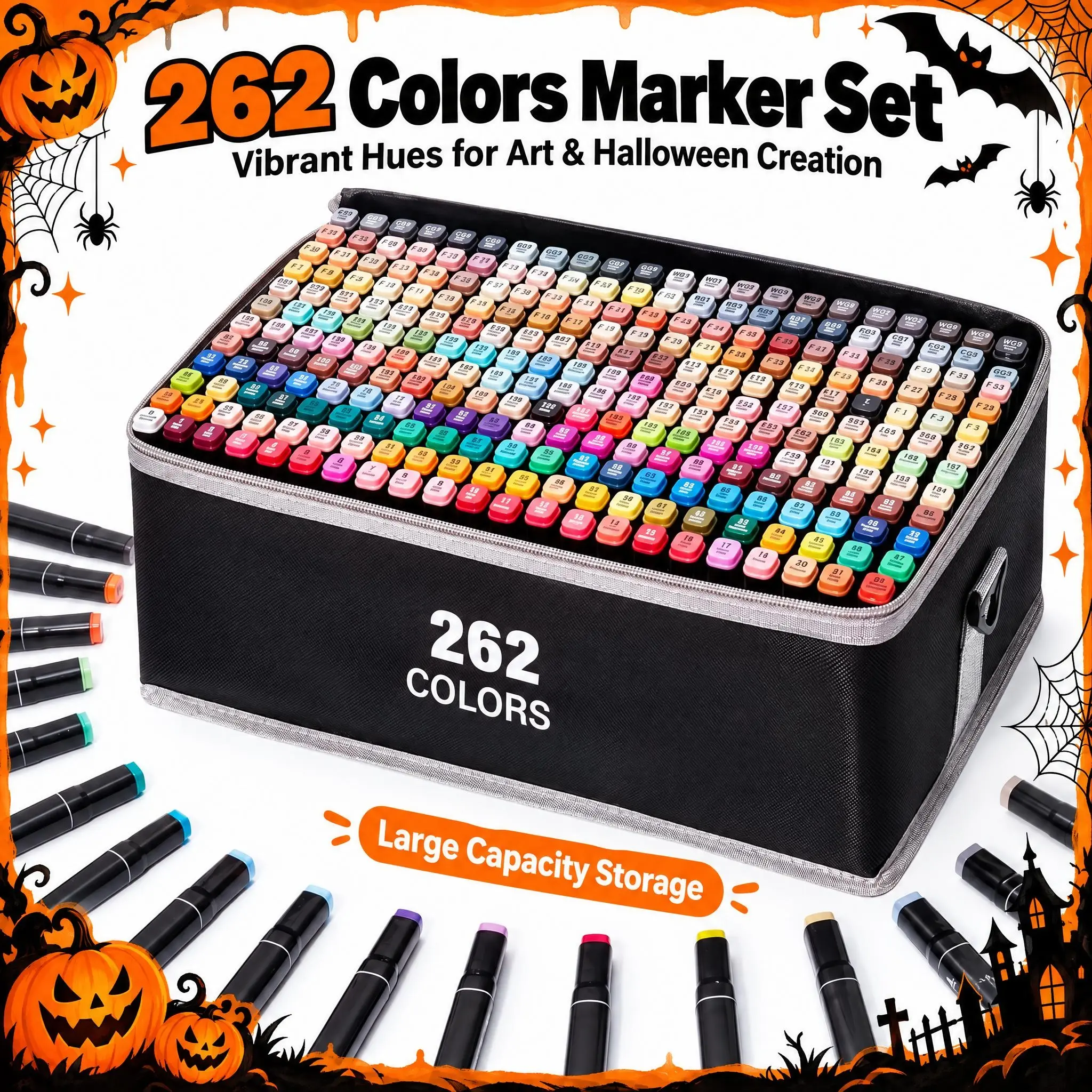 Dual Tip Alcohol Art Markers Set, 120/168/262  Available, Broad Chisel & Fine Bullet Tip Drawing Marker, Vibrant Color No Tone Shift, Artist Student Coloring Sketch Supplies with Portable Storage Bag