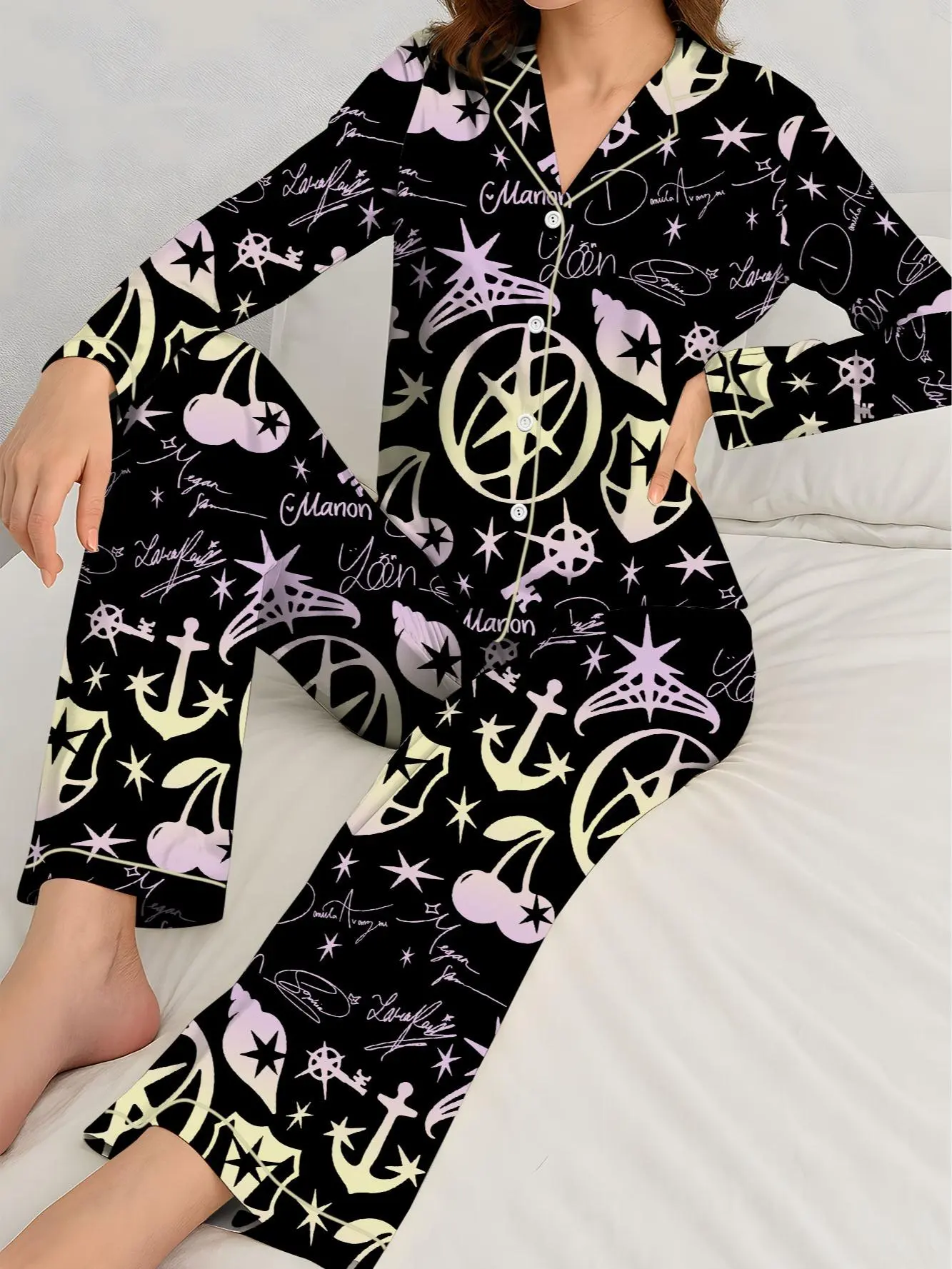 Pajama Retro Katseye Vintage Set - Katseye Beautiful Chaos, Gnarly & Soft is Strong Kpop Pajama Design - Gabriela Hoodie Style Sleepwear