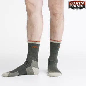 DarnTough Boot Cushion Cushion Black&Olive Socks for Unisex - All Seasons Trekking, Hiking, Cycling Socks Gifts Boyfriend Menswear Black I Olive Socks