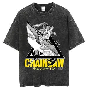 Chainsaw Man Vintage / Acid Washed Anime Oversized T-Shirt 70I