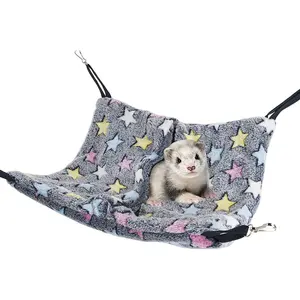 Hanging Hammock Nap Sack Swing Bag Pet Sleeper for Ferret Rat Sugar Glider and Other Small  (Blue, Star)