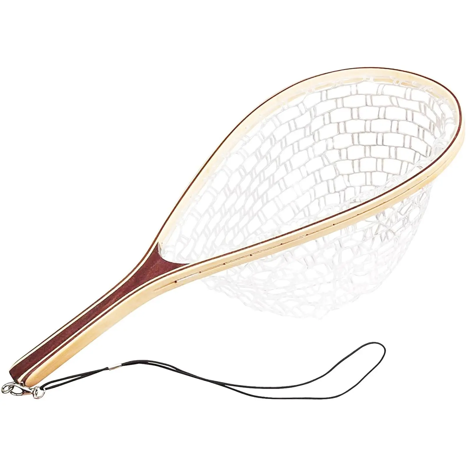 GARVEE Fly Fishing Landing Net Trout Fishing Net, Soft Rubber Catch and Release Fish Net with Wooden Handle Frame, Gifts for Him