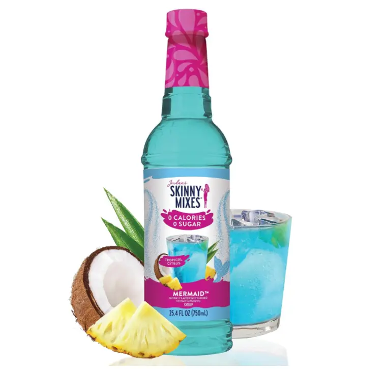 Jordan's Skinny Mixes Sugar Free Syrup, Mermaid Flavor, Fruit Flavored Water Enhancer, Drink Mix for Ice Tea, Lemonade & More, Zero Calorie Flavoring, Keto Friendly, 25.4 Fl Oz, 1 Pack