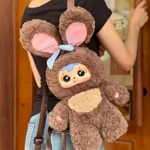 Cute Pet Plush Backpack Mystery Boxes - 600% Bunny Plush Dolls Soft Furry Collectibles Stuffed Animal，Hidden Style 11/100