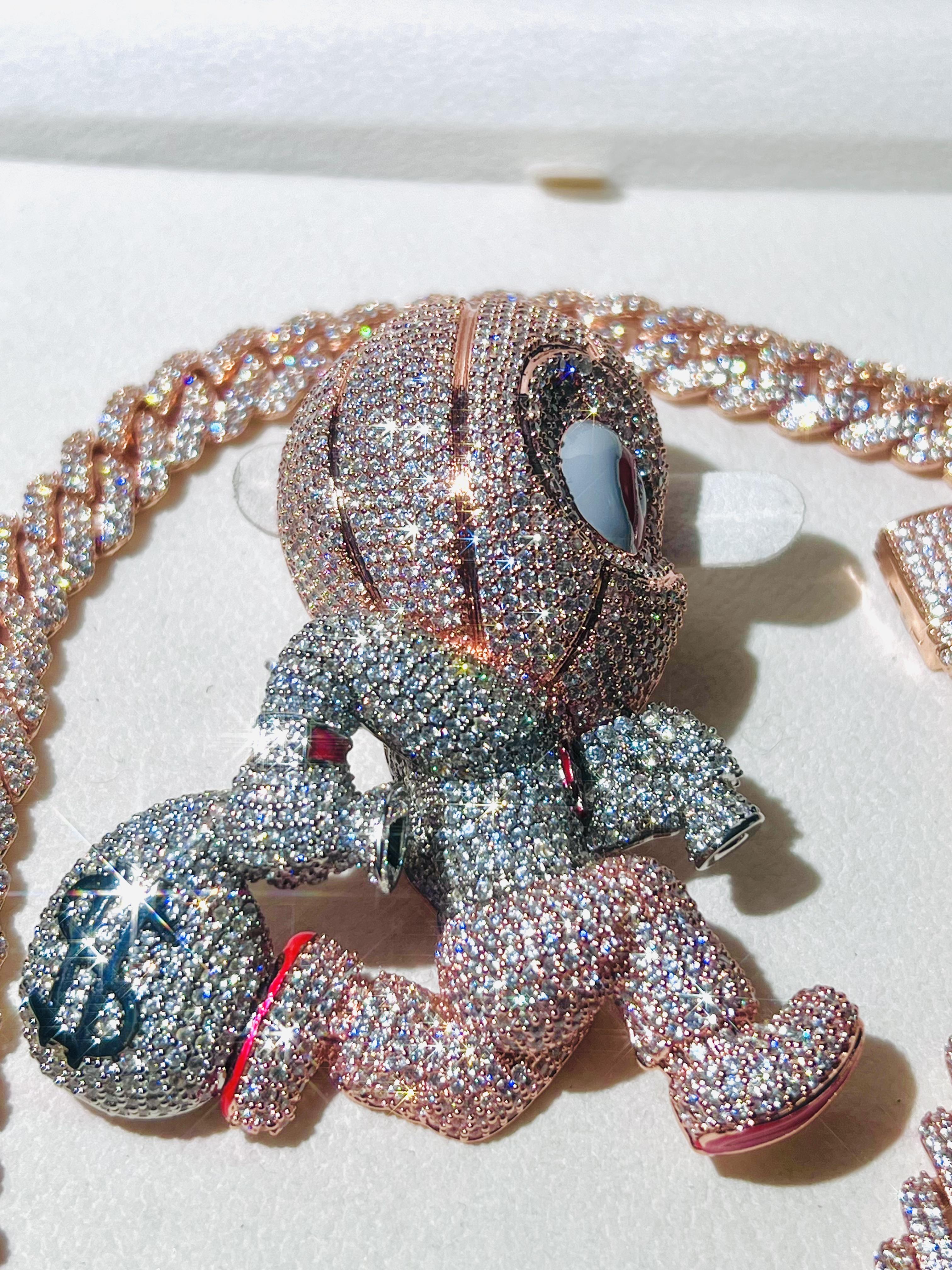 Personalized Thief Money Bag 3D Customized Hip Hop Pendant Premium Luxury Pendant with Ice Crystal Little Bald Head Pendant Luxury Valentine's Day Father's Day Mother's Day and Anniversary Gifts