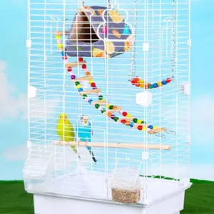 Large Parrot Bird Cage Suitable for All Parrots, Transparent Horizontal Wire High-Quality Bird Cage, Large Villa Design, Durable Iron Cage