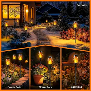 4PCS Solar Torch Lights, Flame Effect LED Outdoor Waterproof Lawn Lights, Landscape Lighting for Garden, Hotel & Beach，needoh，garden lights, Outdoor Patio Lights, Outdoor Pathway Light