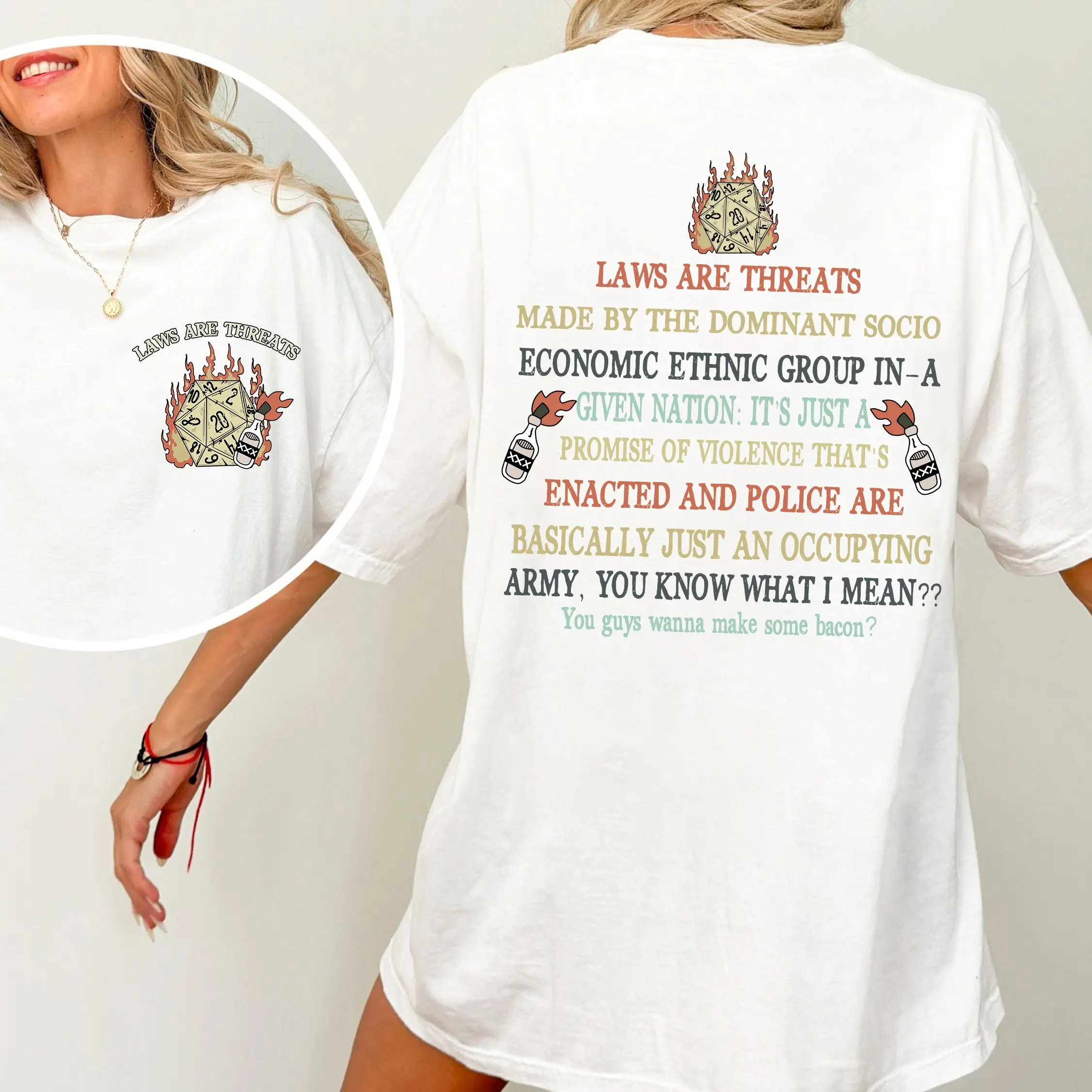 D&D Laws Are Threats 2 Sides Shirt, Dunge0ns and Drag0ns Shirts, Vintage Retro 90s Joke D and D Sweatshirt, Hoodie, RPG Gift