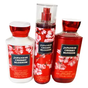 Japanese Cherry Blossom Set - 3 Piece Body Care Set with Body Wash, Fine Fragrance Mist & Body Lotion - Moisturizing