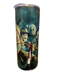 Scary Dark Faces - Horror Characters - 20oz oz 20 oz. 20oz. - Skinny Straight Sublimation Tumbler - Amy's Tumbler Junkies, Your Favorite Tumbler Shop!