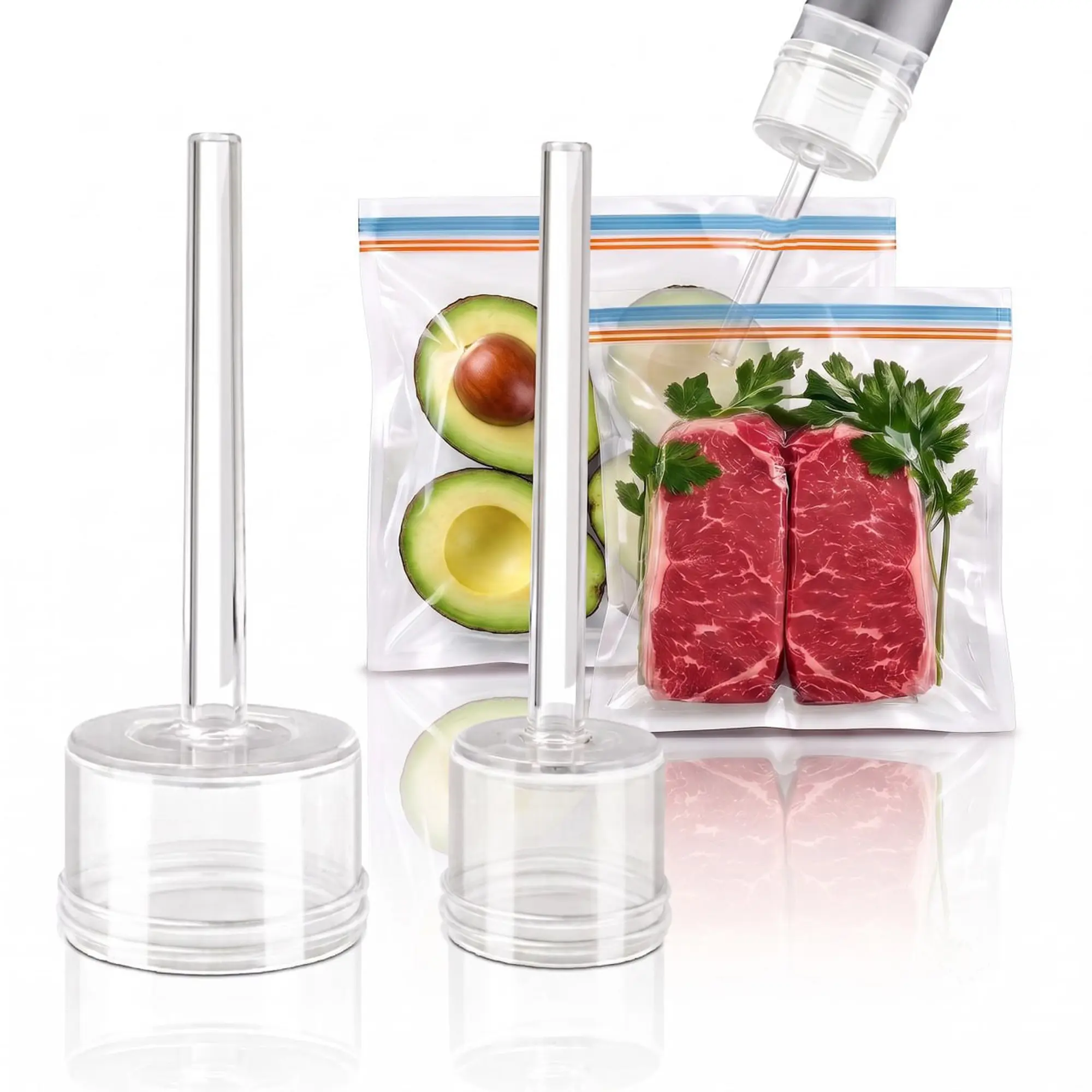 NovaZip Universal Nozzle Kit for Handheld Vacuum Sealers, Accessory to Vacuum Seal Resealable Zipper Bags, No Special Bags Needed, 2 Sizes, Sous Vide, Sealer Not Included