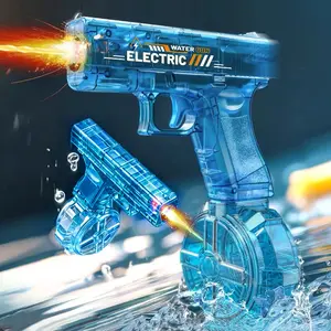Transparent Tech Style Electric Water Gun, Automatic Continuous Fire, Lighted Large Capacity, Summer Outdoor Pool Toy, Squirt Guns